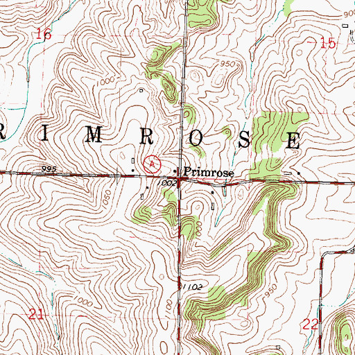 Topographic Map of Primrose, WI