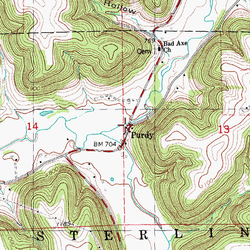 Topographic Map of Purdy, WI