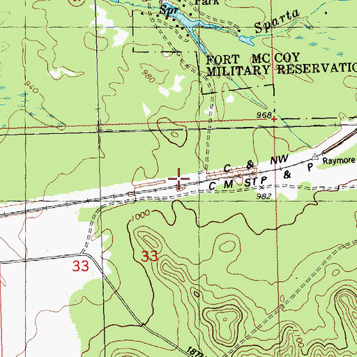 Topographic Map of Raymore, WI