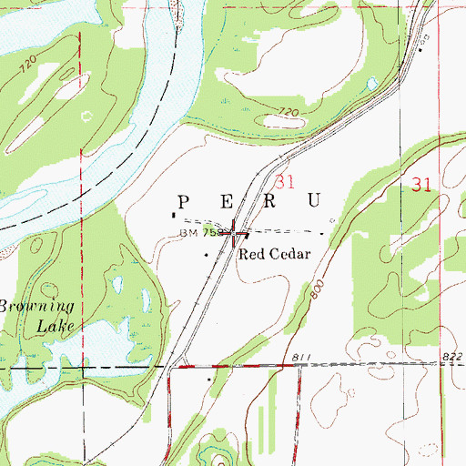 Topographic Map of Red Cedar, WI