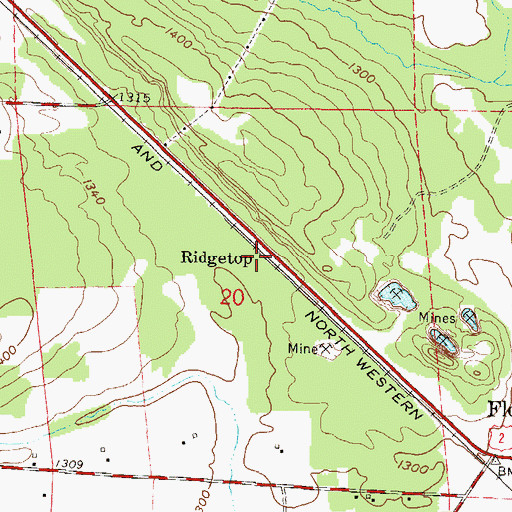 Topographic Map of Ridgetop, WI