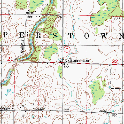 Topographic Map of Rosecrans, WI