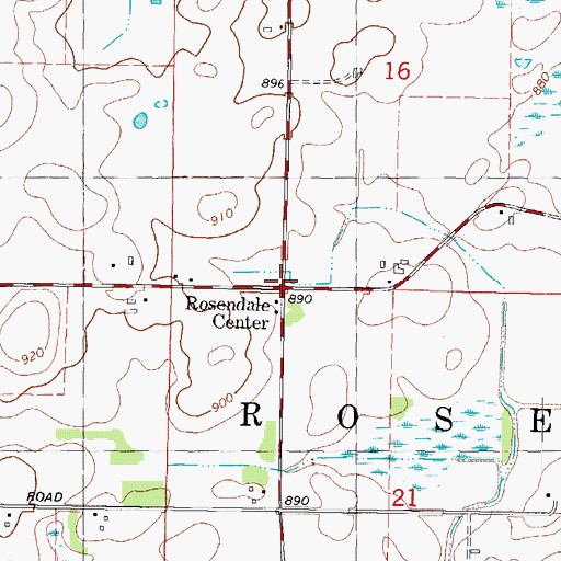 Topographic Map of Rosendale Center, WI