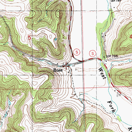 Topographic Map of Ross, WI