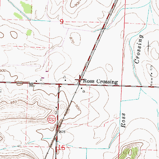 Topographic Map of Ross Crossing, WI