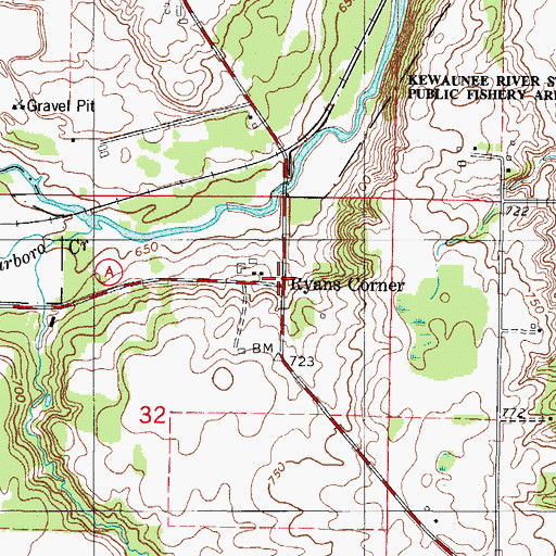 Topographic Map of Ryans Corner, WI