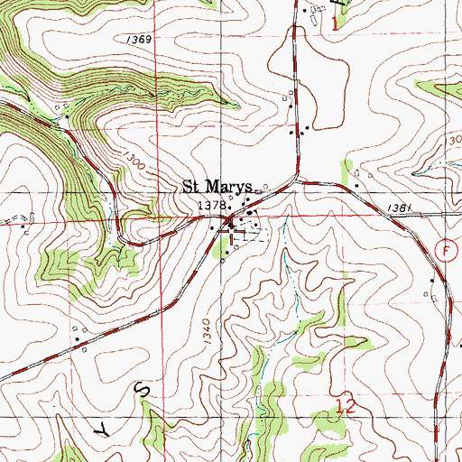 Topographic Map of Saint Marys, WI