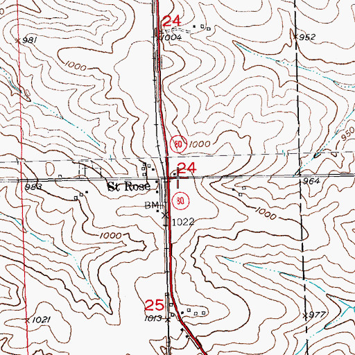 Topographic Map of Saint Rose, WI