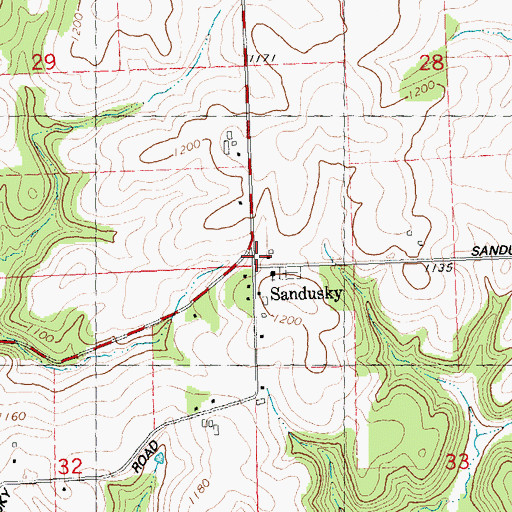Topographic Map of Sandusky, WI