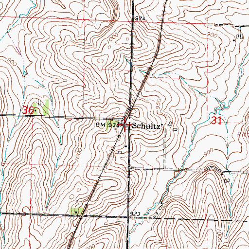 Topographic Map of Schultz, WI
