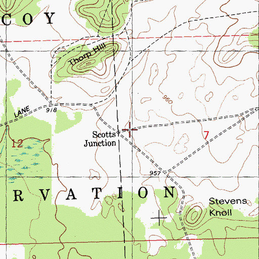Topographic Map of Scotts Junction, WI