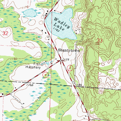 Topographic Map of Shantytown, WI