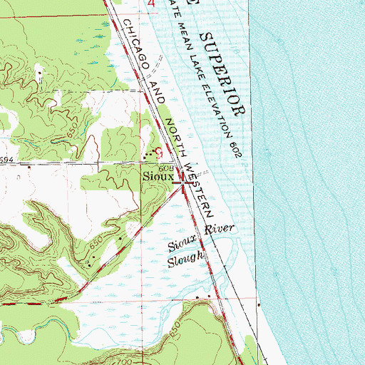 Topographic Map of Sioux, WI