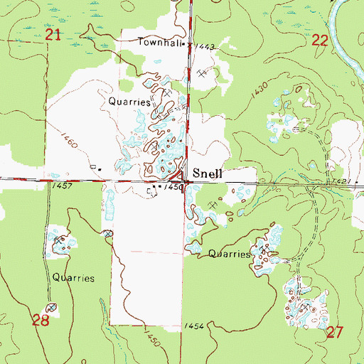 Topographic Map of Snell, WI