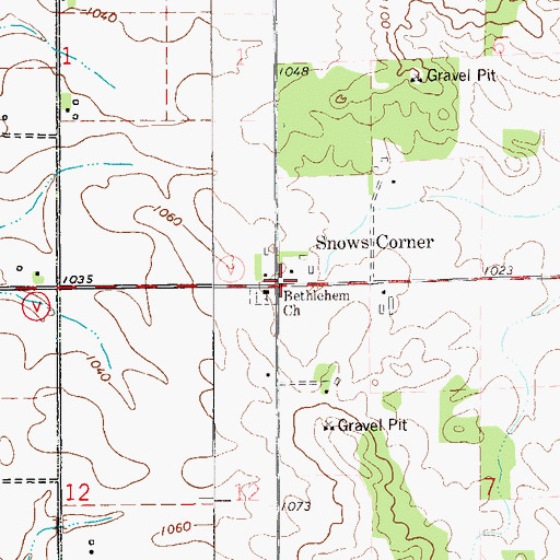 Topographic Map of Snows Corner, WI