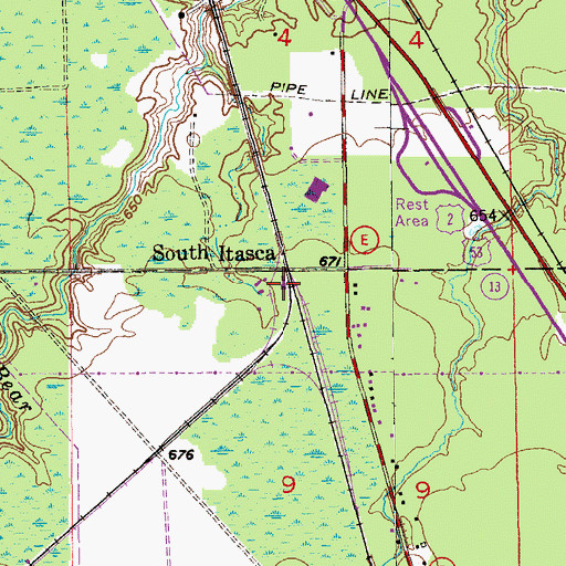 Topographic Map of South Itasca, WI