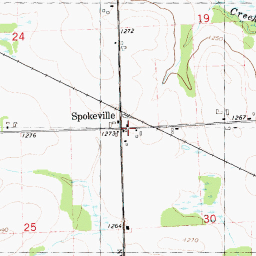 Topographic Map of Spokeville, WI