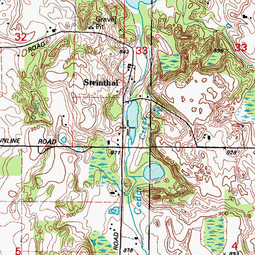 Topographic Map of Steinthal, WI