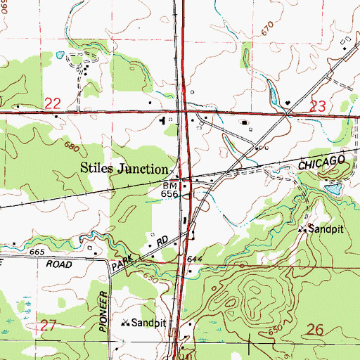 Topographic Map of Stiles Junction, WI
