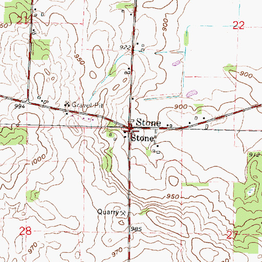 Topographic Map of Stone, WI