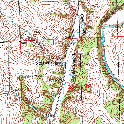Topographic Map of Strawbridge, WI