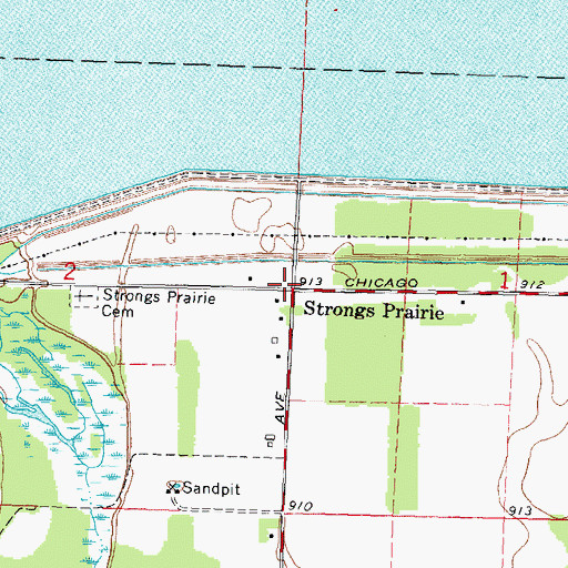 Topographic Map of Strongs Prairie, WI