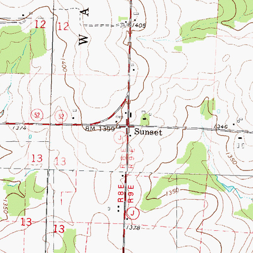 Topographic Map of Sunset, WI