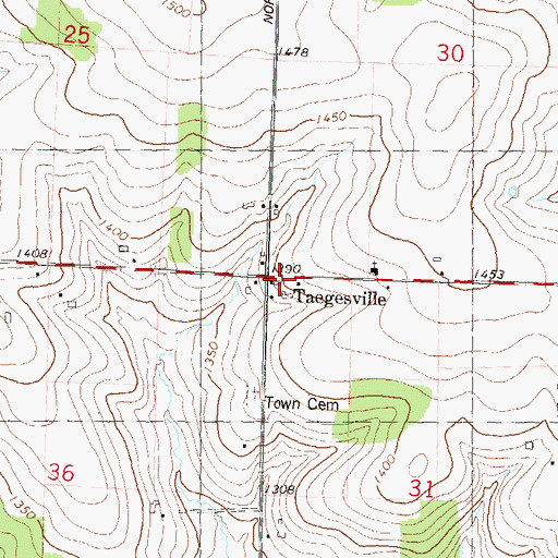 Topographic Map of Taegesville, WI