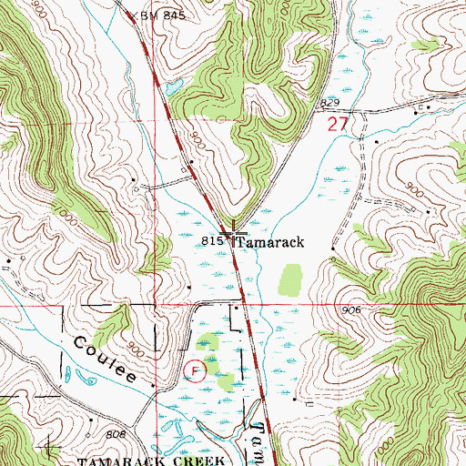 Topographic Map of Tamarack, WI