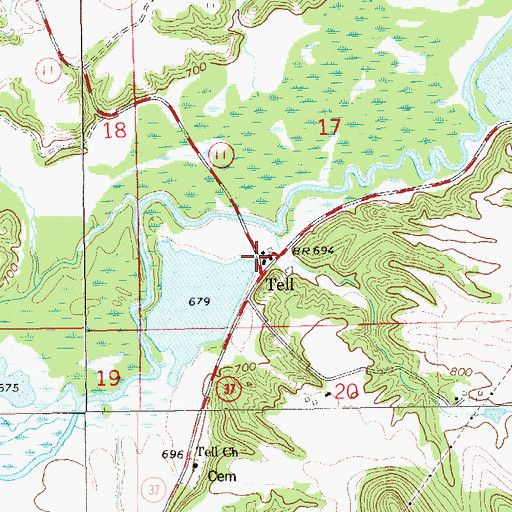 Topographic Map of Tell, WI