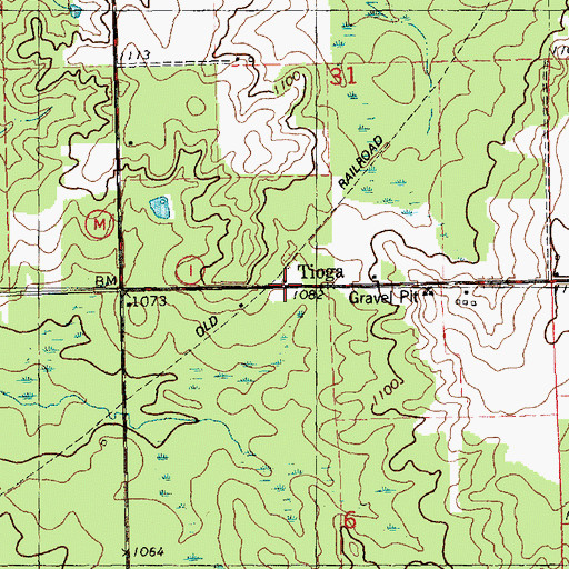 Topographic Map of Tioga, WI
