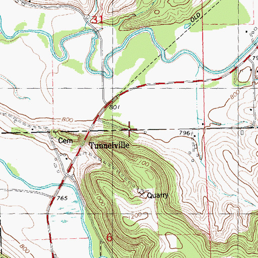 Topographic Map of Tunnelville, WI