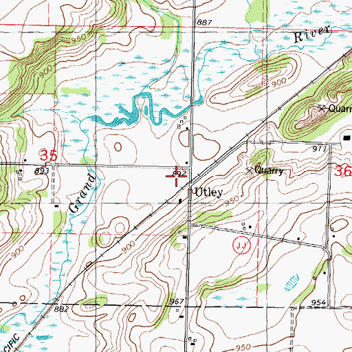 Topographic Map of Utley, WI