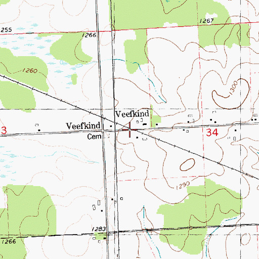 Topographic Map of Veefkind, WI