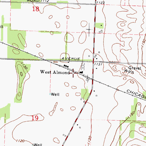 Topographic Map of West Almond, WI
