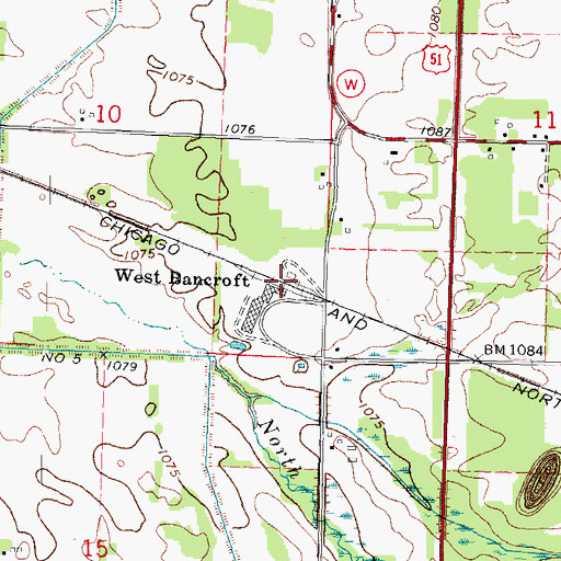 Topographic Map of West Bancroft, WI