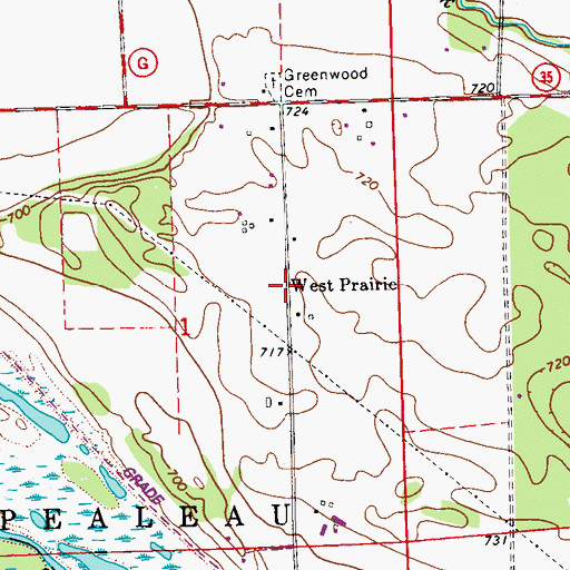 Topographic Map of West Prairie, WI