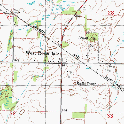 Topographic Map of West Rosendale, WI