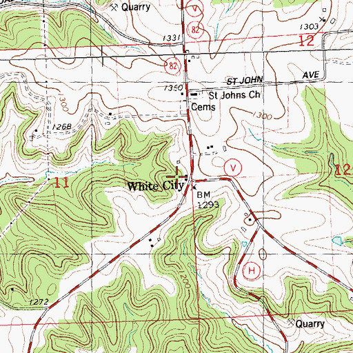 Topographic Map of White City, WI