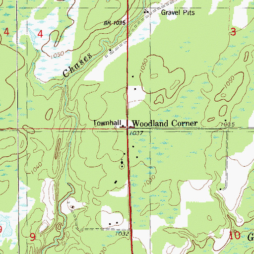 Topographic Map of Woodland Corner, WI
