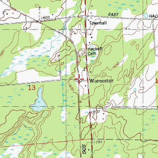 Topographic Map of Worcester, WI
