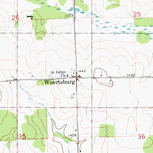 Topographic Map of Wuertsburg, WI