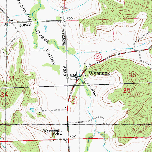Topographic Map of Wyoming, WI