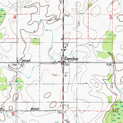 Topographic Map of Zander, WI