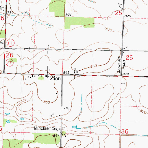 Topographic Map of Zion, WI