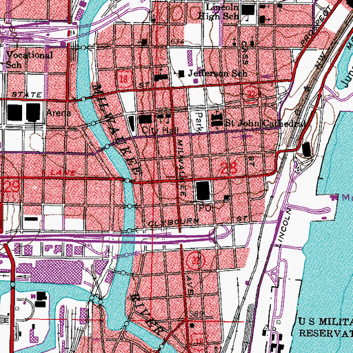 Topographic Map of Milwaukee, WI