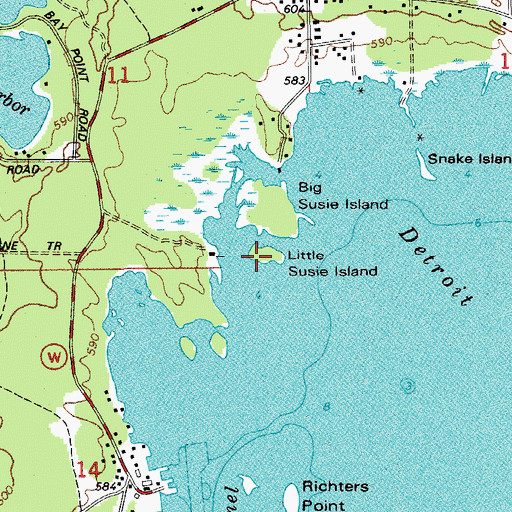 Topographic Map of Little Susie Island, WI