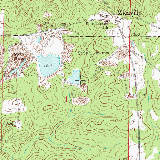 Topographic Map of Liberty Mine, AL