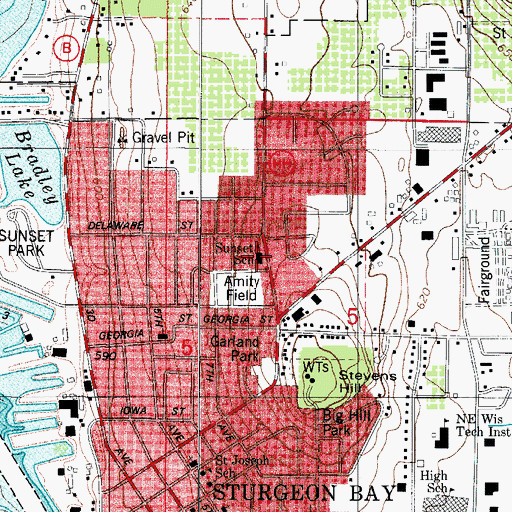 Topographic Map of Sunset Elementary School, WI