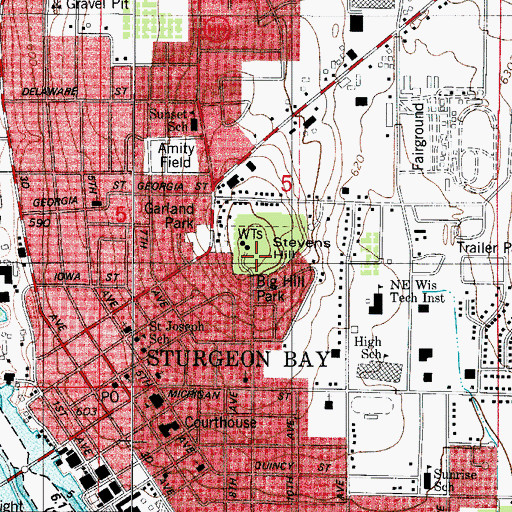 Topographic Map of Big Hill Park, WI